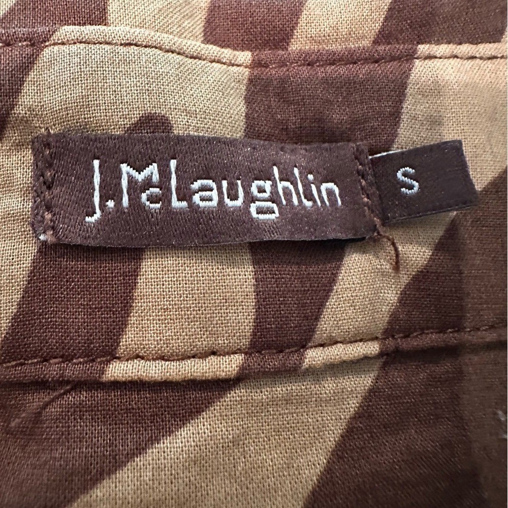 J. McLaughlin Lois Shirt Button Up Women's Small Brown Tan Animal Print Career - Picture 9 of 9
